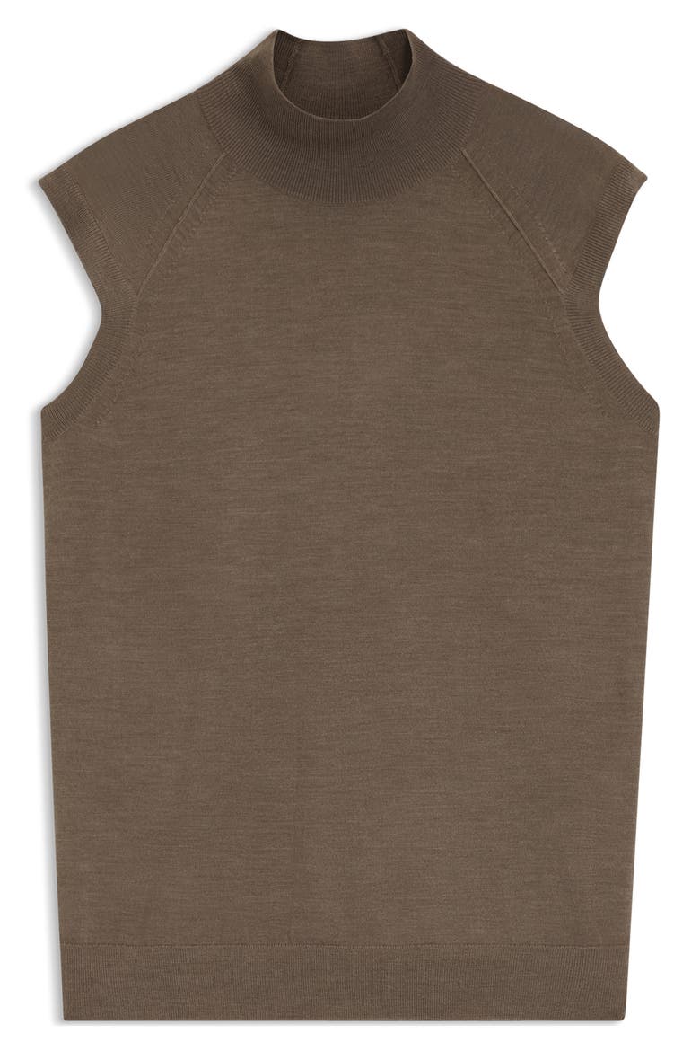 Fipini Virgin Wool Mock Neck Top, Alternate, color, WALNUT