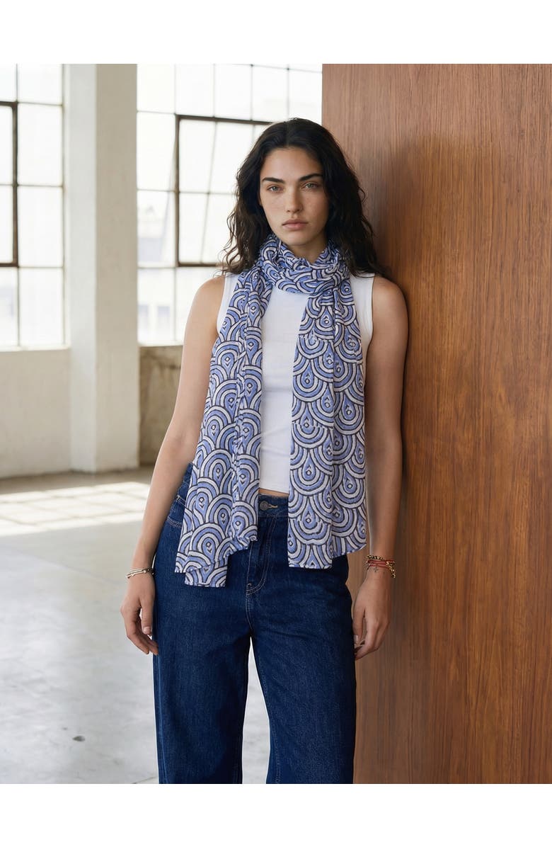 Passion Lilie Peacock Blue Scarf, Alternate, color, Peacock Blue Scarf