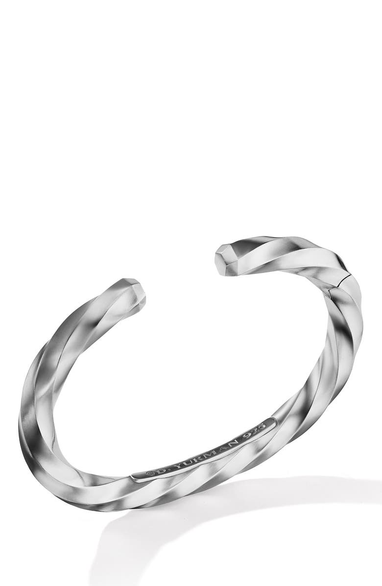 David Yurman Men's Cable Edge<sup>®</sup> Cuff Bracelet in Sterling Silver with Black Diamonds, 8mm, Alternate, color, Sterling Silver Recycled