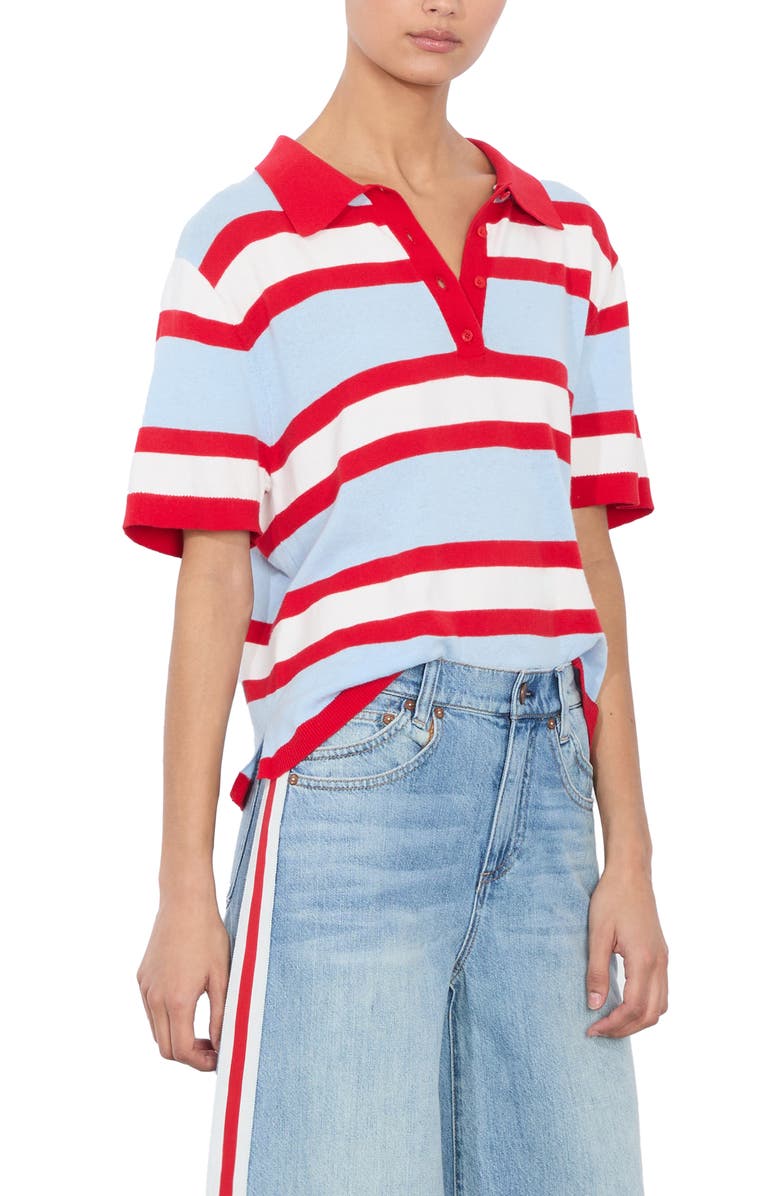 Alice + Olivia Tillie Stripe Oversize Polo Sweater, Alternate, color, 