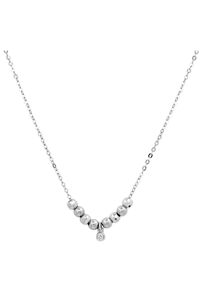 MOVEABLE BEADED DIAMOND DROP NECKLACE, Main, color, WHITE GOLD