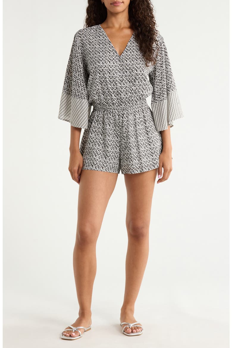 Print Cover-Up Romper, Main, color, BLACK ZINA