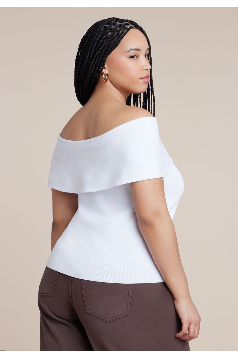 Twisted Off The Shoulder Sweater, Alternate, color, WHITE