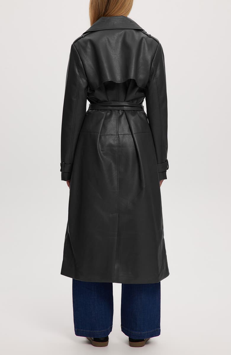 Noize Leather Trench Coat, Alternate, color, Black