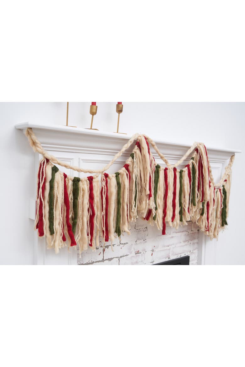 70.8" Macrame Tassel Christmas Garland, Alternate, color, Beige