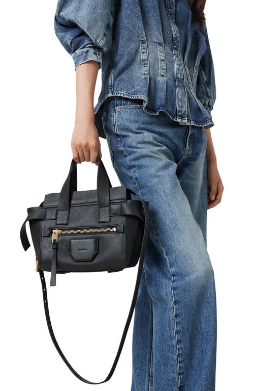 Allsaints Mini Perez Leather Top Handle Bag In Black
