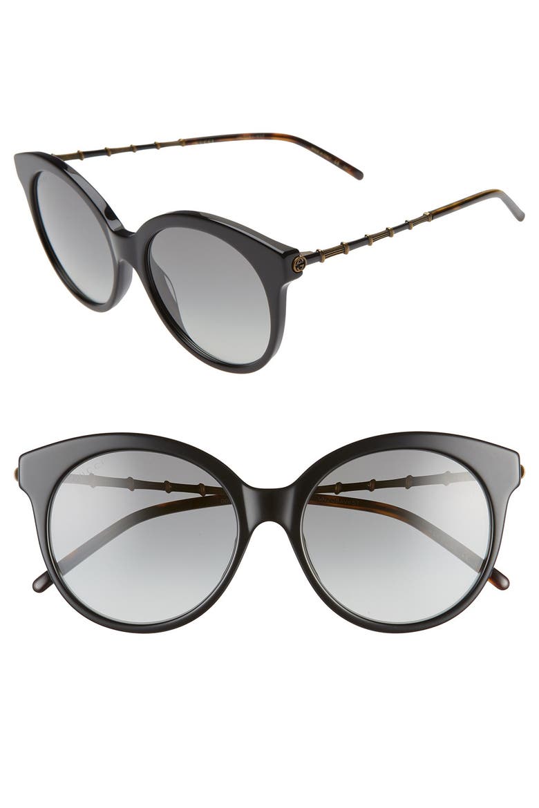 55mm Cat Eye Sunglasses, Main, color, BLACK