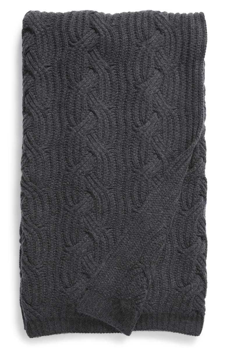 Nordstrom Signature Cable Knit Cashmere Throw, Main, color,