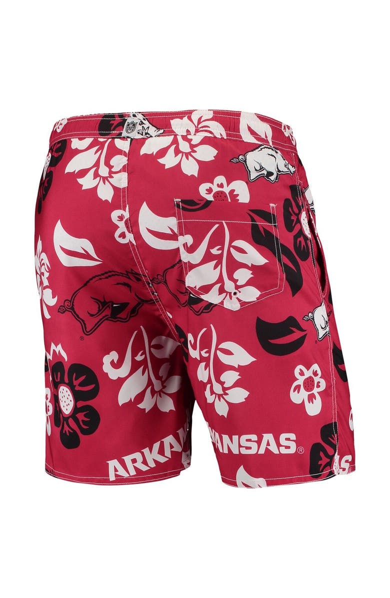 Wes & Willy Men's Wes & Willy Cardinal Arkansas Razorbacks Floral Volley Logo Swim Trunks, Alternate, color, Cardinal