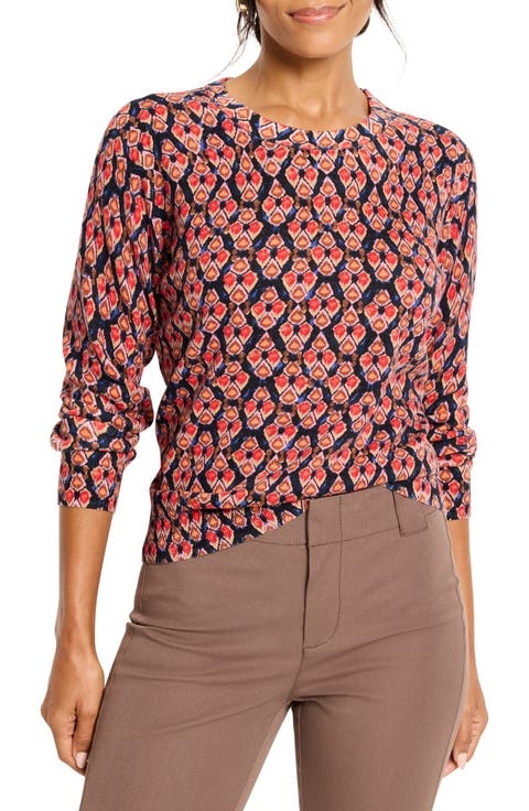 Harvest Ikat Pure Cotton Crewneck Sweater (Regular & Petite)