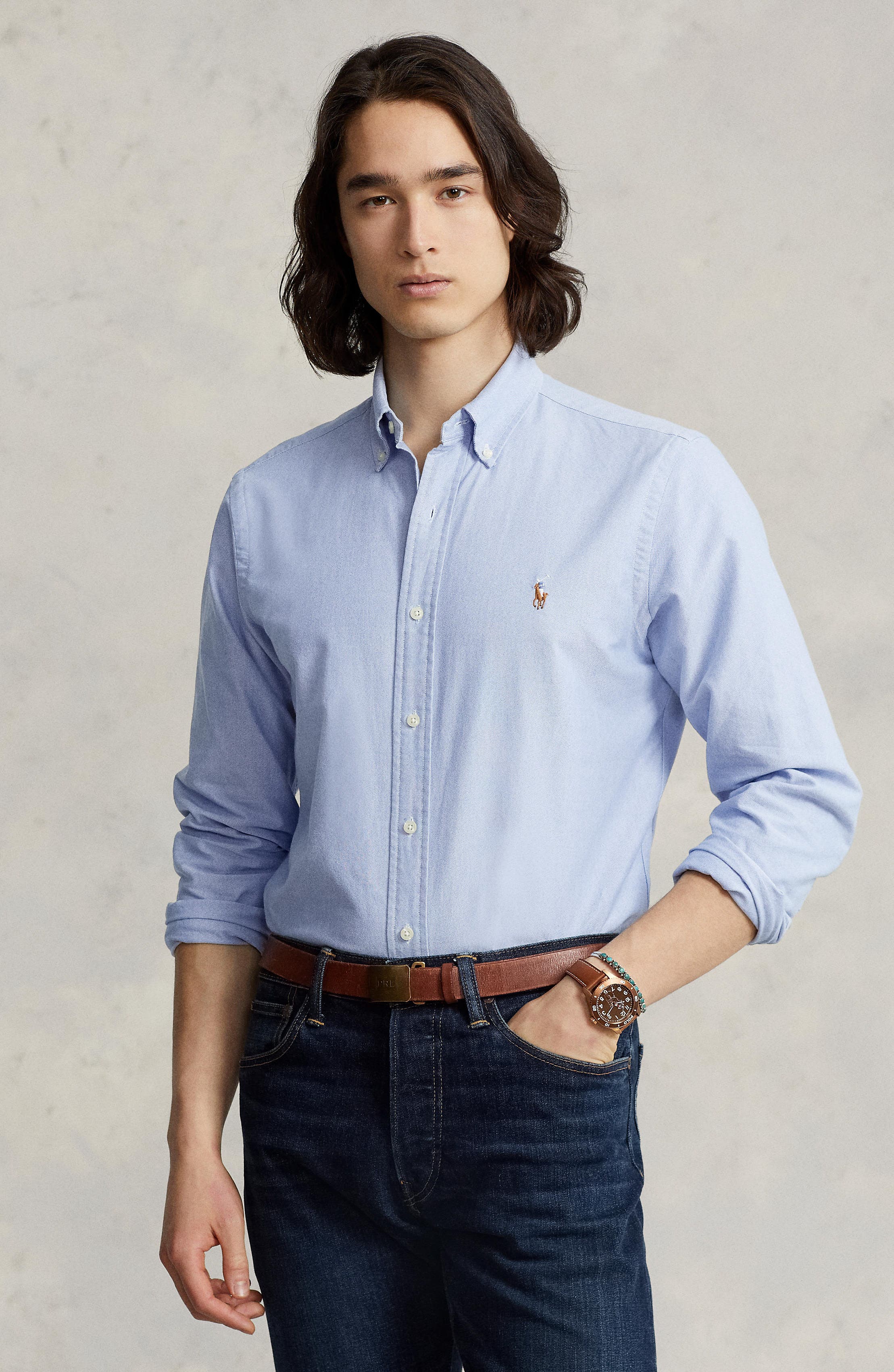 Classic Fit Solid Green Button-Down Oxford Shirt - image 4
