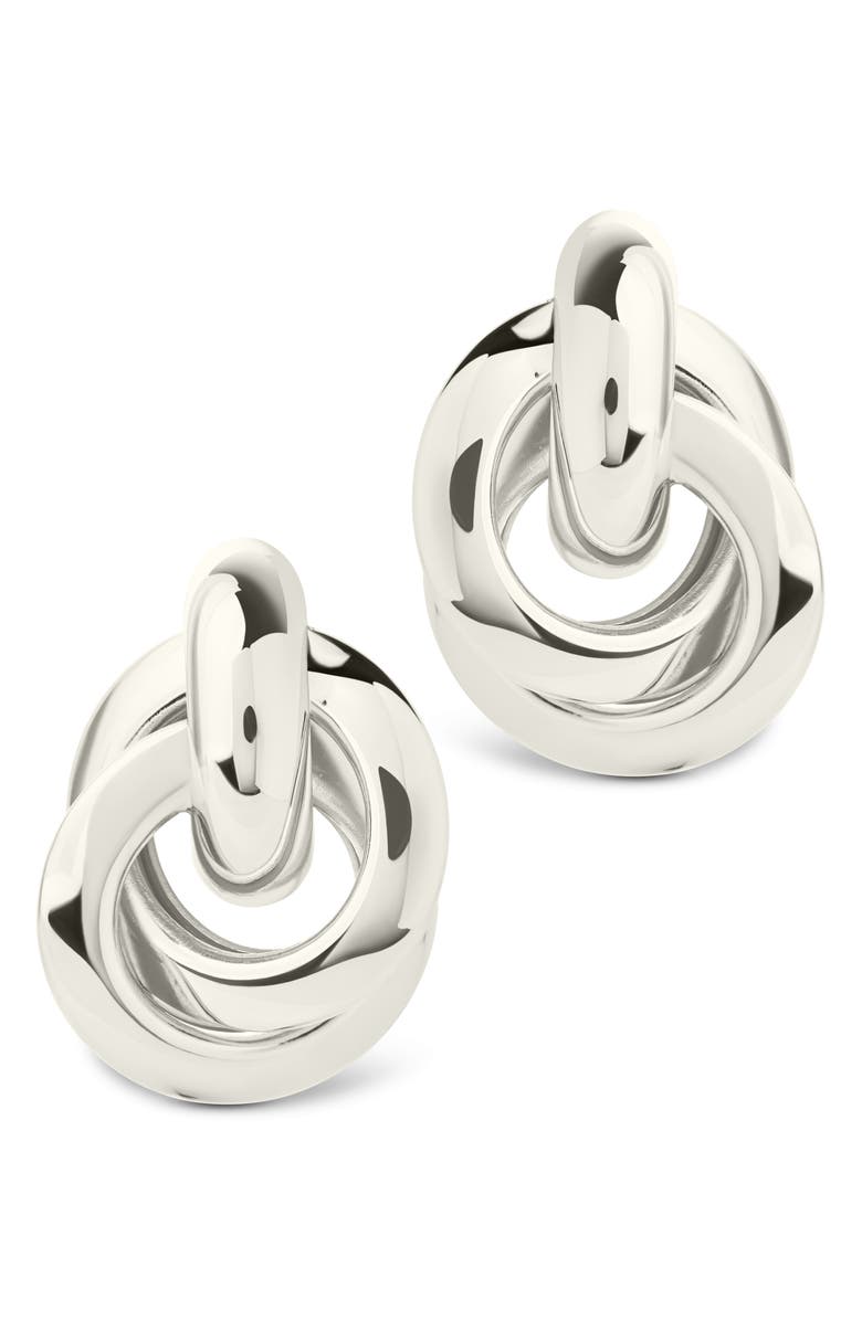 Sterling Forever Ashton Layered Knocker Stud Earrings, Alternate, color, Silver