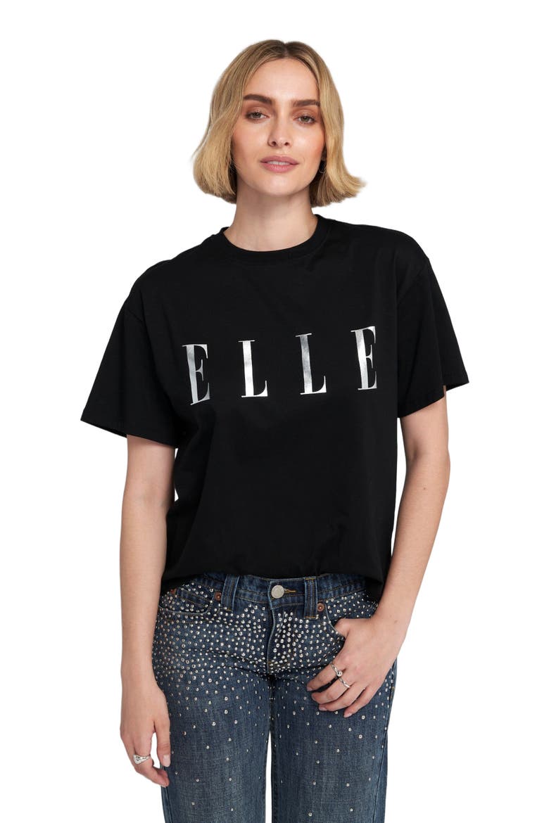 Logo Foil Printed Tee Graphic T-Shirt, Main, color, Black/Silver