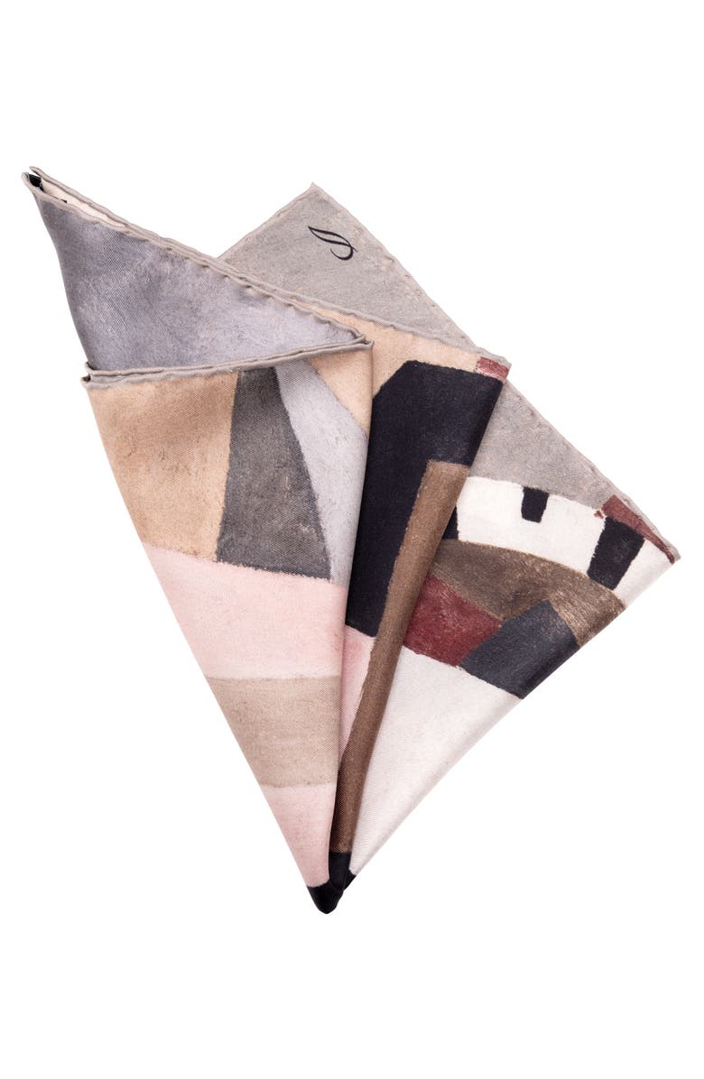 Elizabetta Tivoli - Silk Pocket Square for Men, Alternate, color, Brown