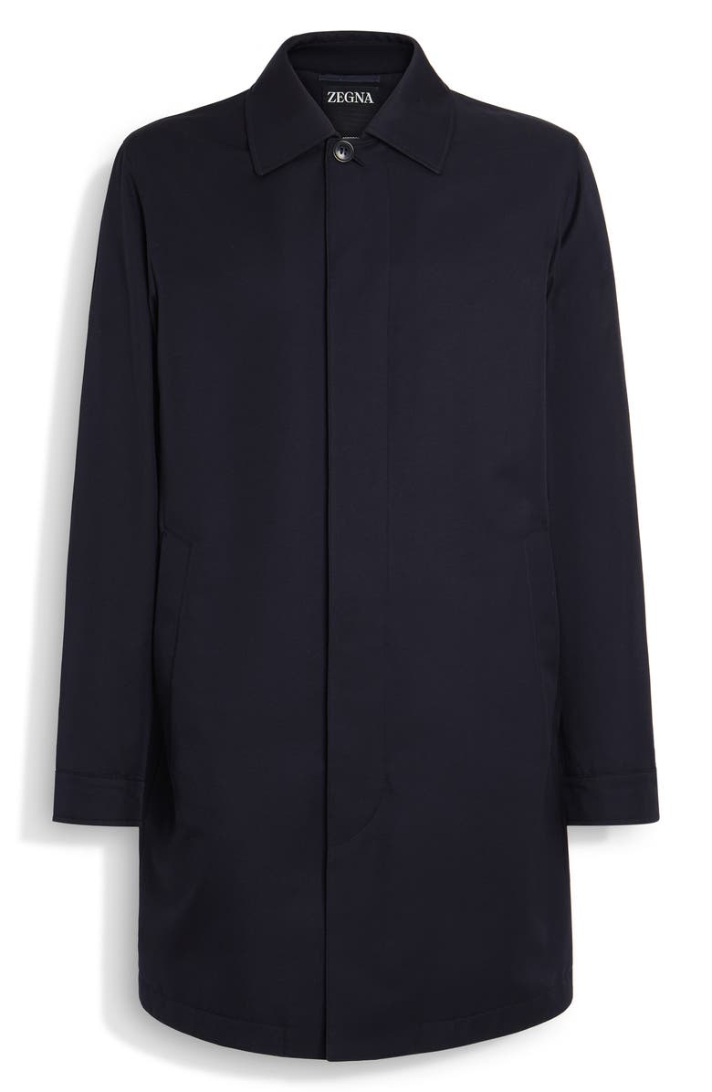 ZEGNA Water Repellent Microfiber Twill Raincoat, Alternate, color, Navy Blue