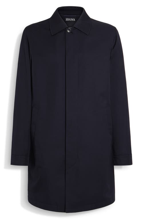 Zegna Water Repellent Microfiber Twill Raincoat In Blue