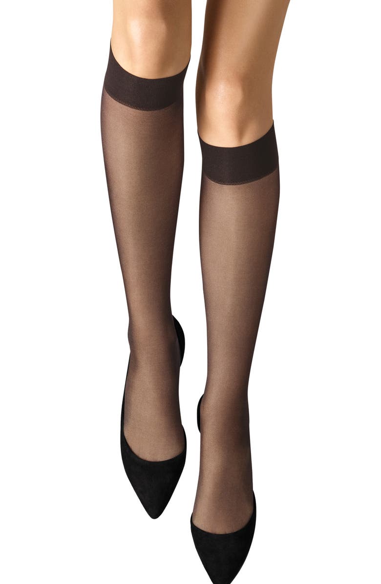 Wolford Satin Touch Knee High Socks, Alternate, color, Nearly Black
