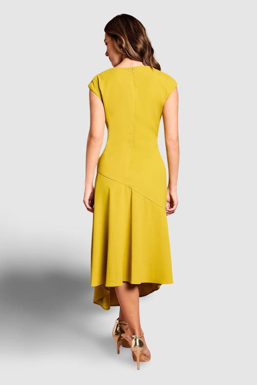 Coast Drape Side Cap Sleeve Midi Dress In Gold