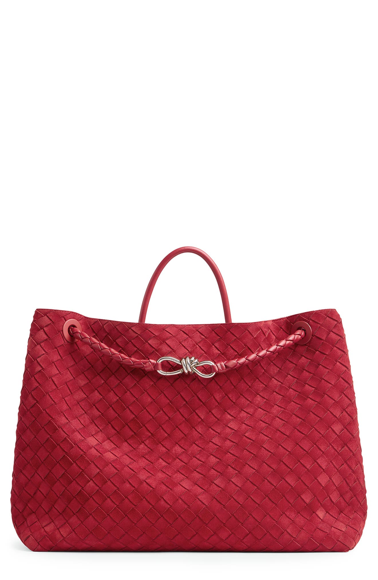 Large Andiamo Intrecciato Suede Tote, Main, color, NEW APPLE CANDY