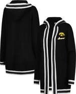 GAMEDAY COUTURE Women's Gameday Couture Black Iowa Hawkeyes One More Round Tri-Blend Striped Hooded Cardigan Sweater