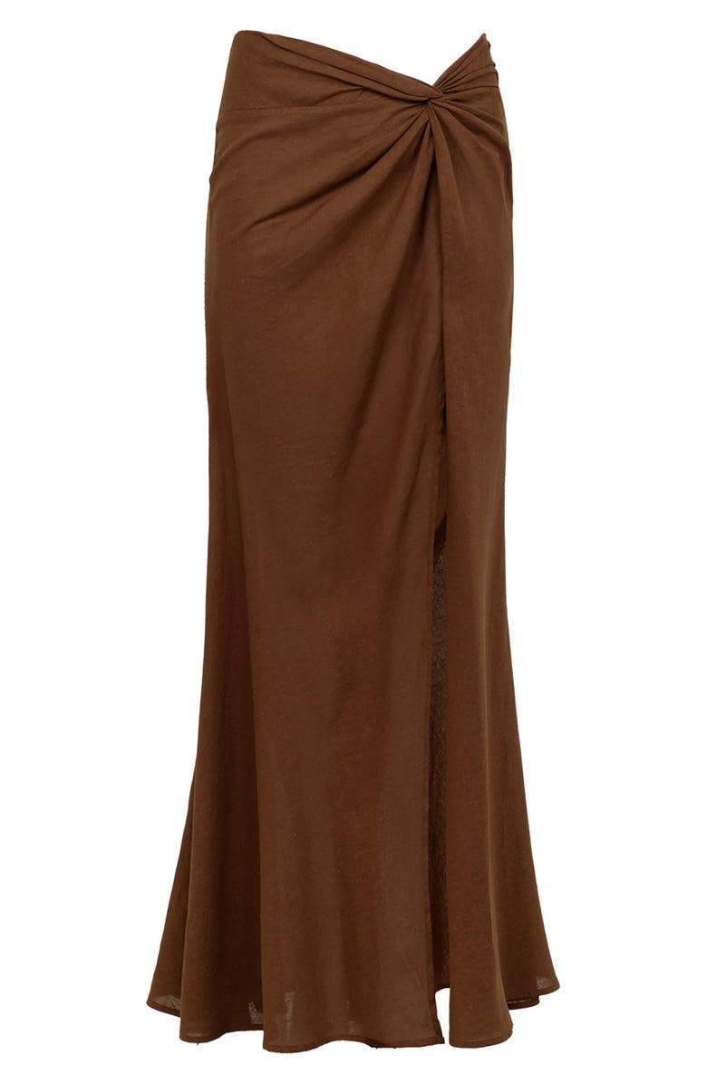 ViX Paula Hermanny Sirene Linen & Cotton Cover-Up Skirt, Alternate, color, Brown