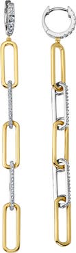 Crislu Two Tone Cubic Zirconia Paperclip Chain Drop Earrings