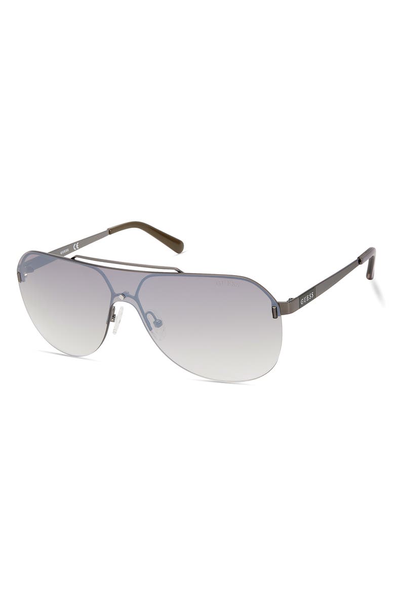 GUESS Shield Sunglasses, Main, color, Gunmetal / Gradient Brown