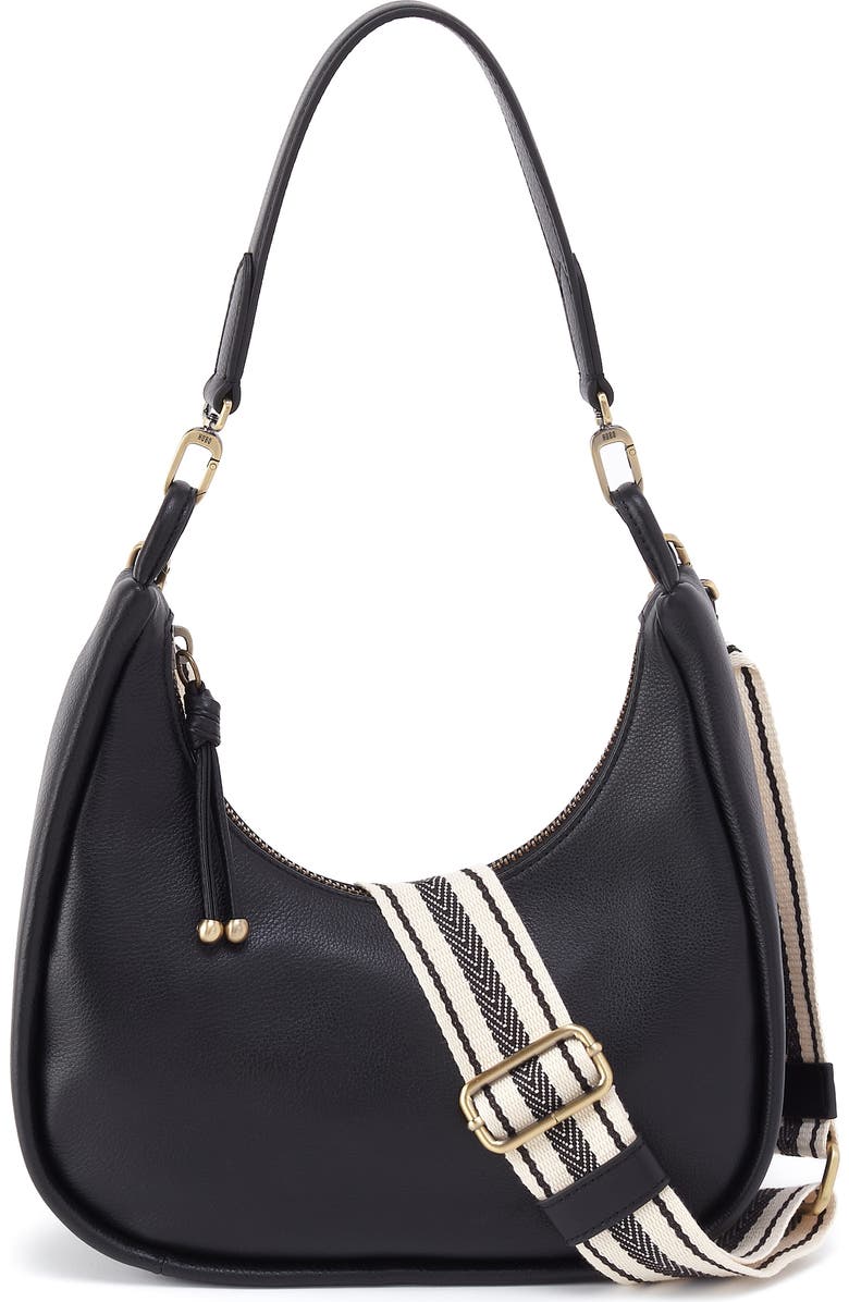 HOBO Small Cass Leather Shoulder Bag, Main, color, Black