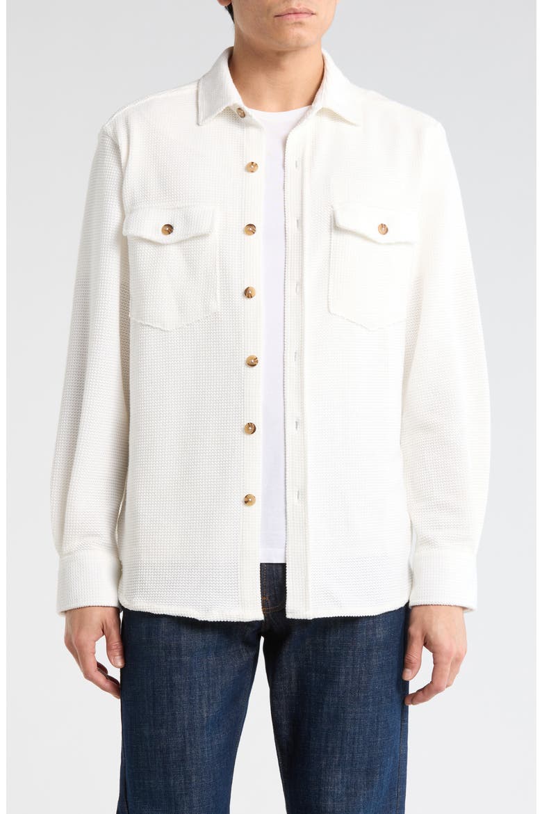 Solid Textured Shirt Jacket, Main, color, WHITE