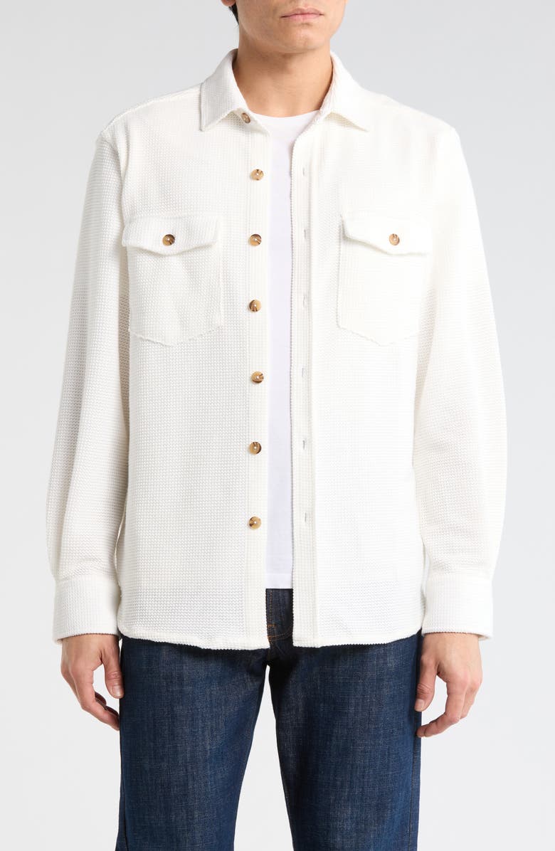 CONSTRUCT Solid Textured Shirt Jacket, Main, color, White