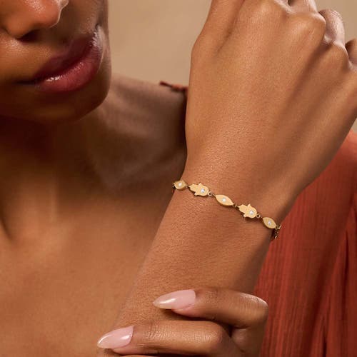 Karma And Luck Illuminated Paths Evil Eye & Hamsa Gold Bracelet In Gold