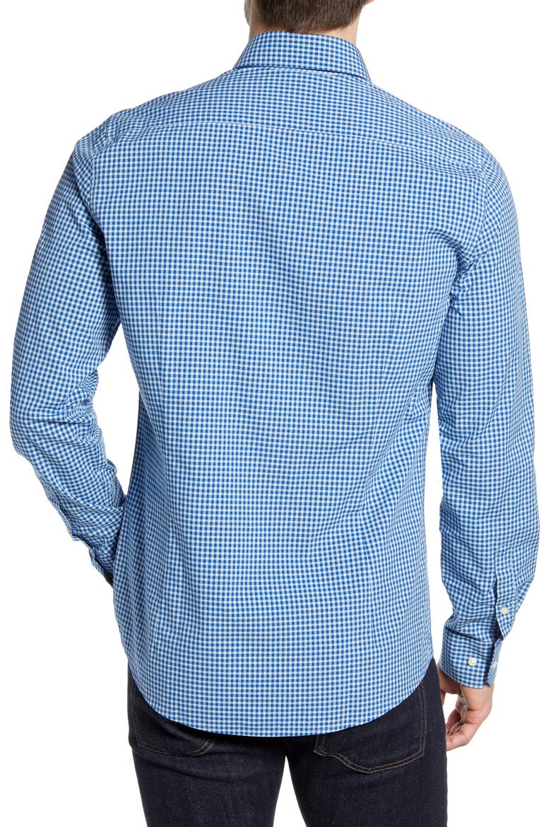 Gingham 19 Tailored Fit Button-Up Shirt, Alternate, color, NAVY