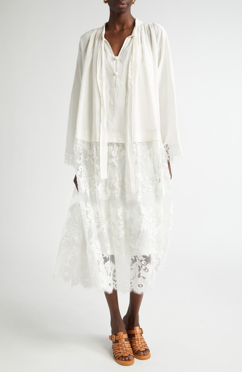 Long Sleeve Mixed Media Midi Dress