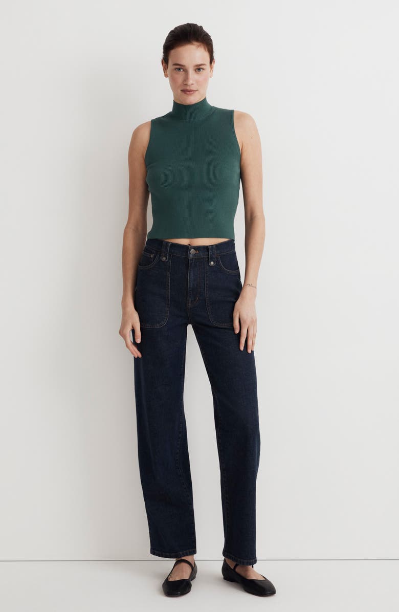 Madewell Mock Neck Wide Rib Sweater, Alternate, color, Spruce