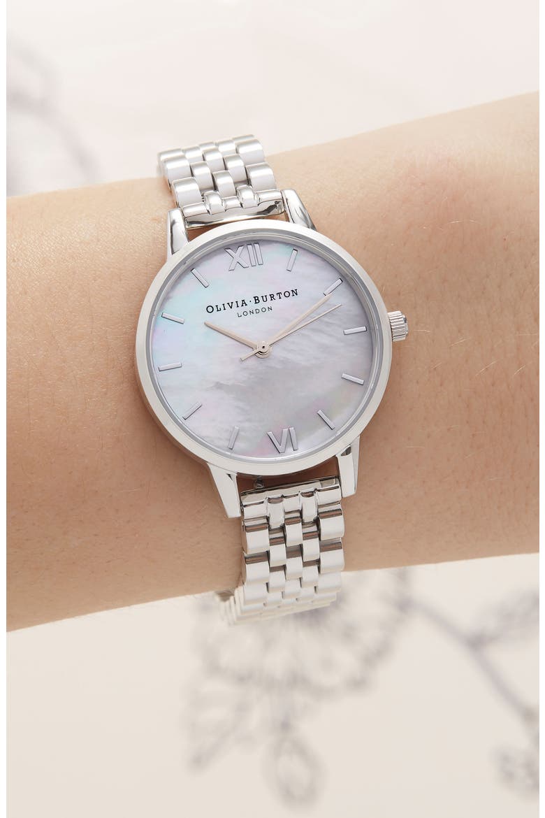 Mother-of-Pearl Bracelet Watch, 30mm, Alternate, color, SILVER/ MOP/ SILVER