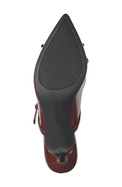 Bandolino Moss Patent Kitten Heel Mule In Burgundy