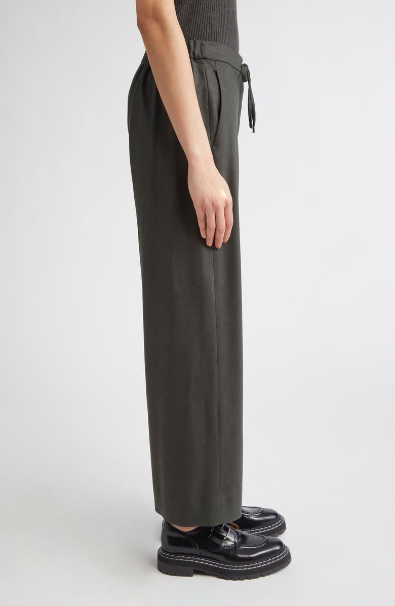 Max Mara Flora Stretch Virgin Wool Drawstring Pants, Alternate, color, Dark Green