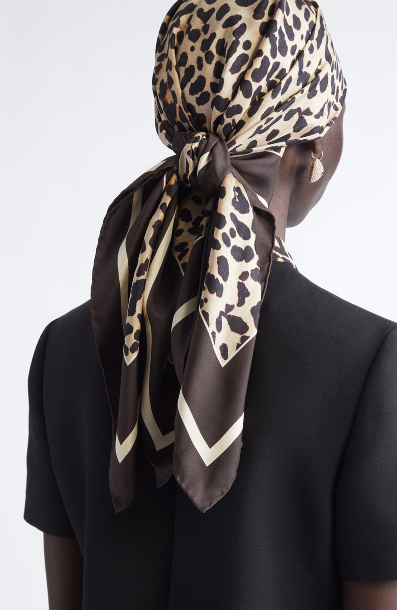 Valentino Garavani Leopard Print Silk Square Scarf, Alternate, color, Multicolor Animalier