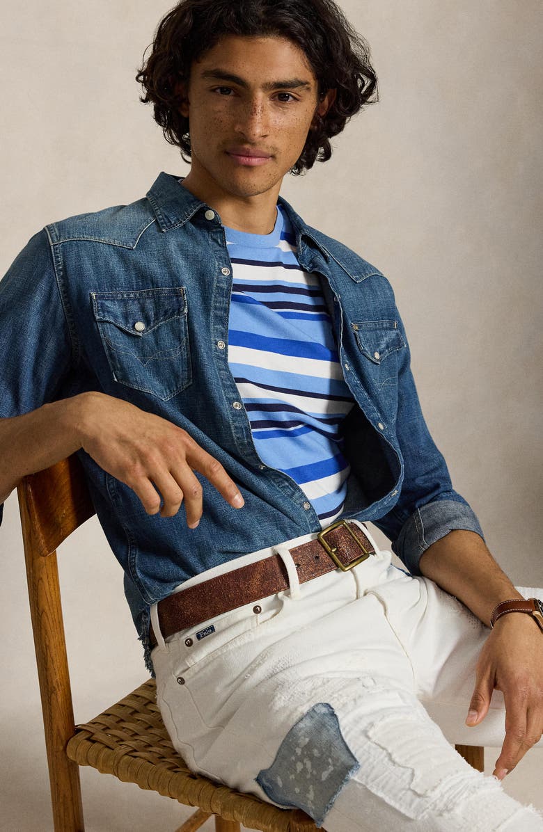 Polo Ralph Lauren Classic Fit Stripe Cotton T-Shirt, Alternate, color, Bristol Blue Multi