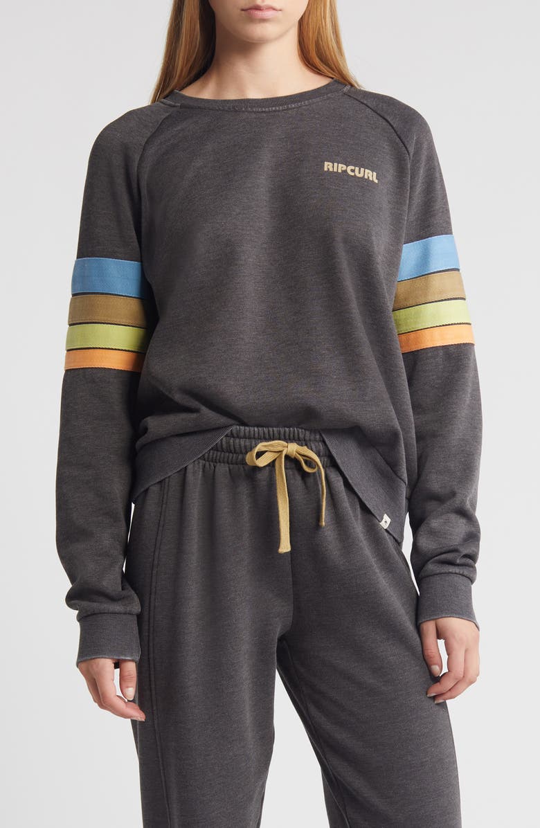 Rip Curl High Tide Stripe Raglan Sleeve Sweatshirt, Main, color,