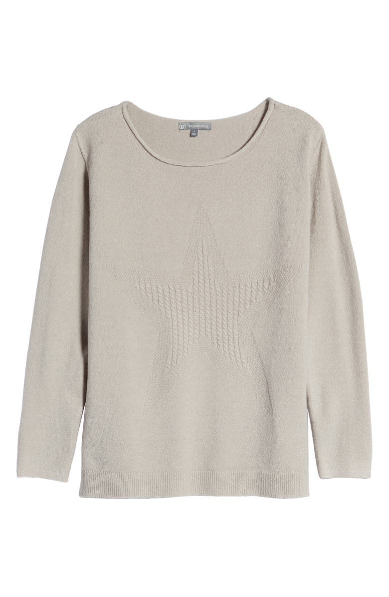 Wit & Wisdom Cable Knit Star Sweater, Alternate, color, 