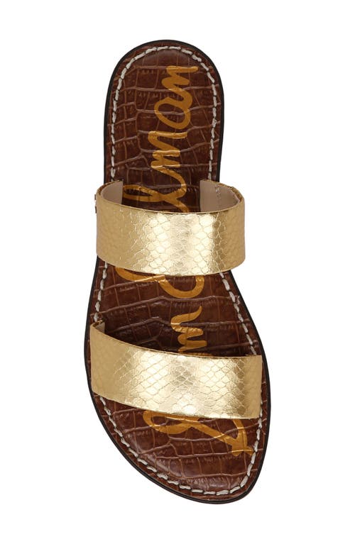 Sam Edelman Gala Double Strap Slide Sandal Gold Faux Leather In Gold