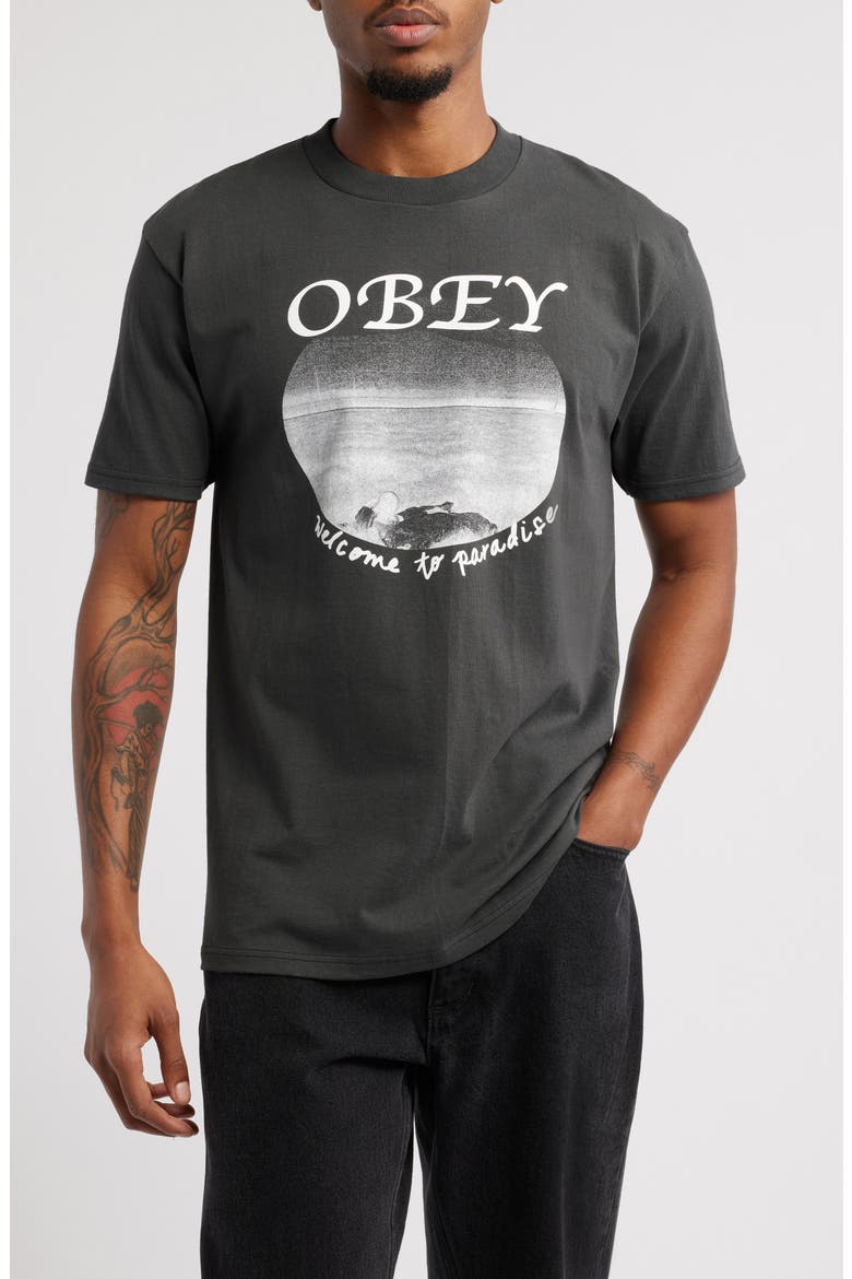 Welcome to Paradise Graphic T-Shirt, Main, color, VINTAGE BLACK
