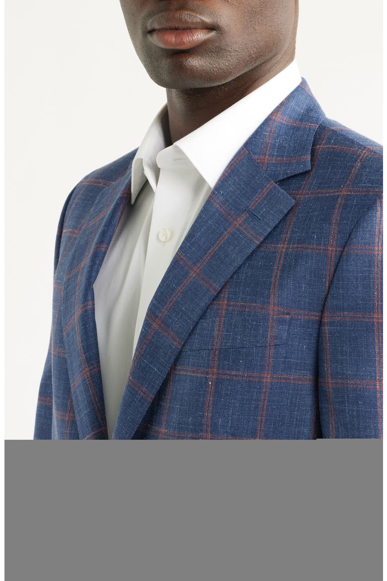 Flynn Classic Fit Navy Check Slub Wool Blend Sport Coat, Alternate, color, BLUE