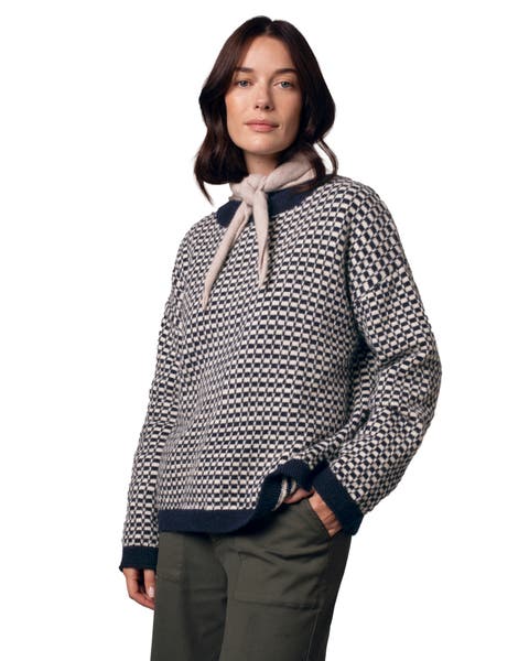 Micro Check Funnel Neck Sweater