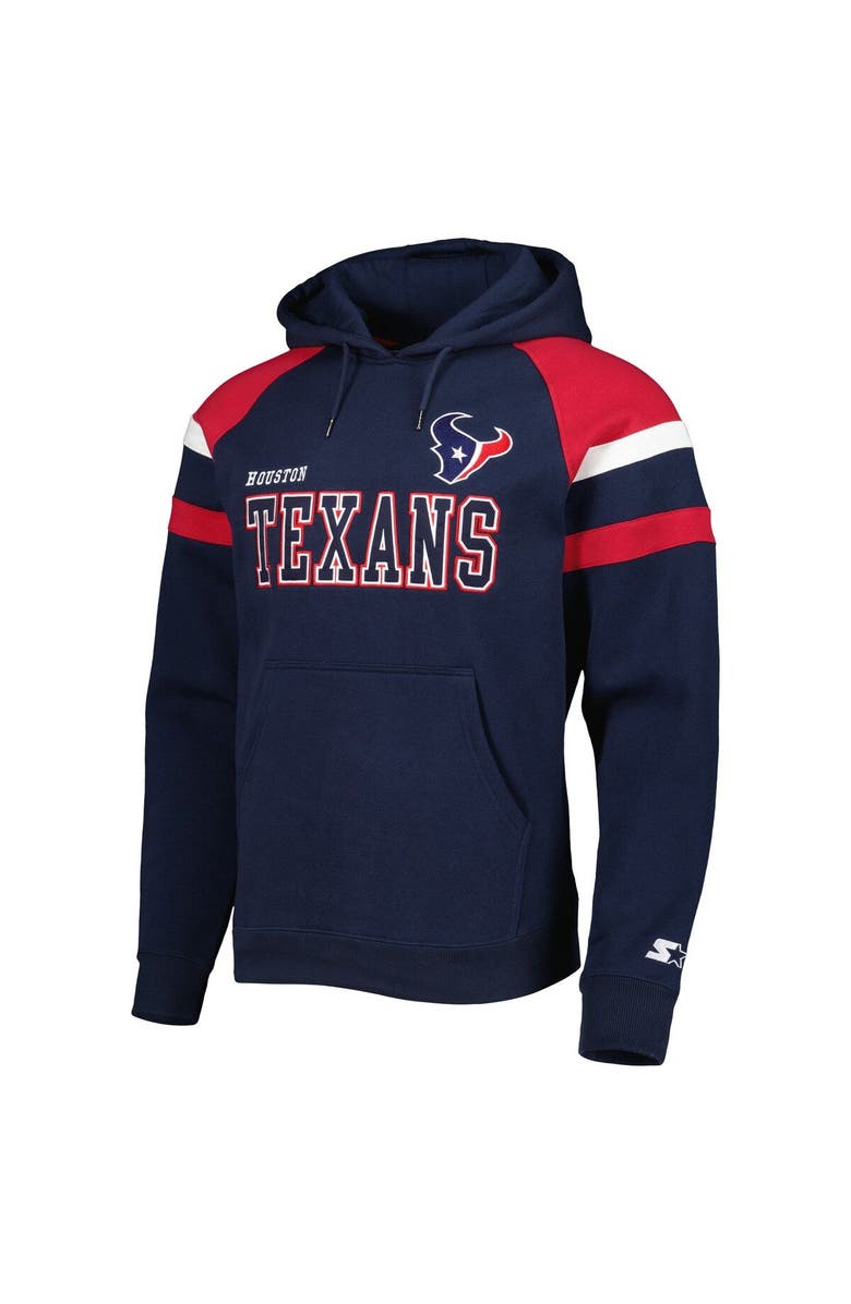 STARTER Men's Starter Navy Houston Texans Draft Fleece Raglan Pullover Hoodie, Alternate, color, 