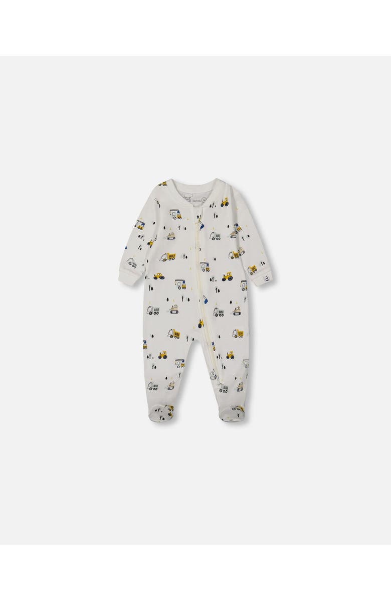 Deux par Deux Baby Boy's Printed Organic Cotton One-Piece Pajama Off-White And Multi Truck, Main, color, 