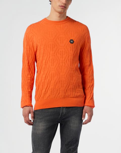 Jacquard Round Neck Pullover Monogram Men