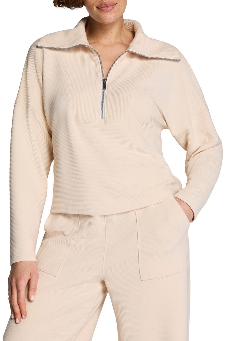 AirEssentials French Rib Quarter Zip Pullover, Main, color, TOASTED COCONUT