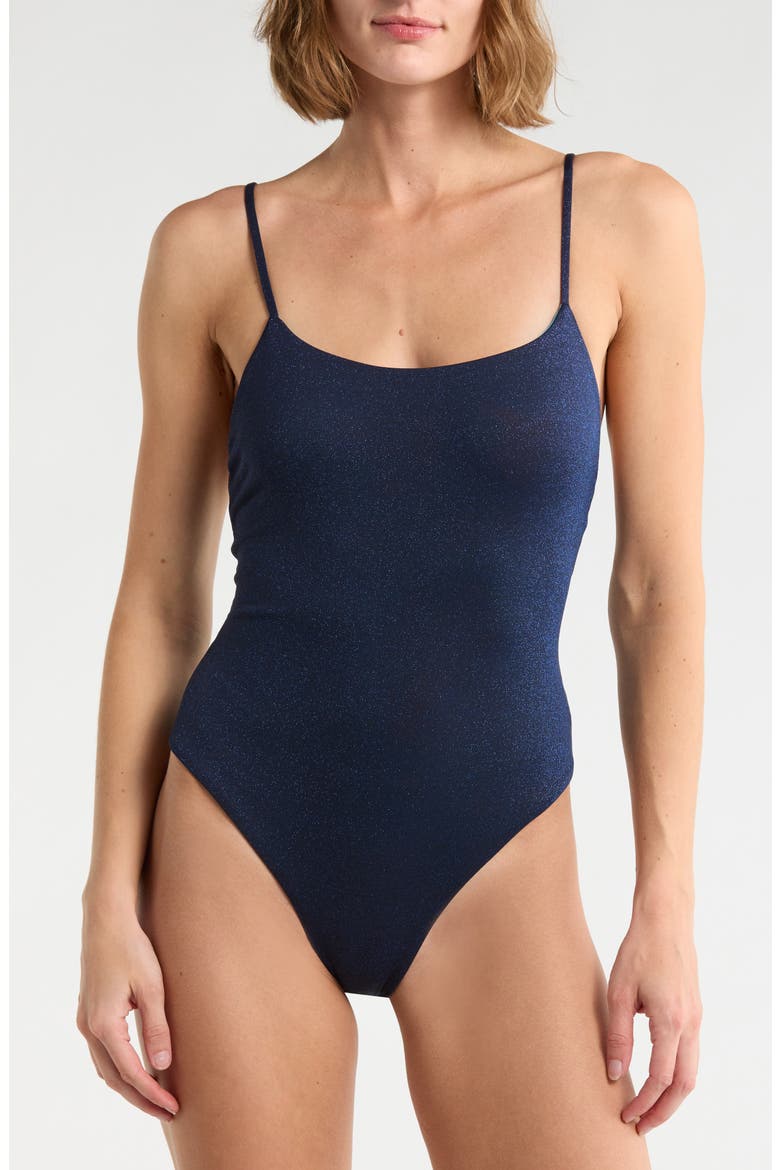 Luster One-Piece Swimsuit, Main, color, BLUE